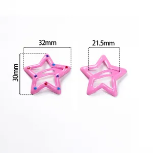 Pink star hair clip cute enamel BB hairpin sweet children hair accessories 32mm long