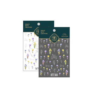 Tulip nail stickers adhesive new process thin tough floral nail art decals for women manicure