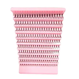 DIY Μεμονωμένες Ψεύτικες Βλεφαρίδες Τούφες 10 Σειρές Τμηματικές Προ-Κολλημένες Εξπέρτ από Συνθετική Ίνα Με Ροζ Βάση Παλέτας Για Μακιγιάζ