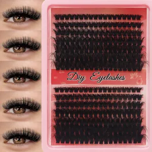 DIY Segmented Cluster False Eyelashes Synthetic Fiber Fluffy Volume Heat Fused Eyelash Extension Kit for Women Makeup Natural Looking Extension
