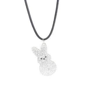 Süße Glitzer Hase Anhänger Halskette Mode Ostern Schmuck glänzende Charm Accessoires für Damen