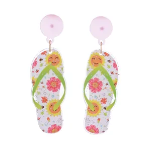 Sparkly glitter acrylic flip flop earrings for summer beach party and daily wear