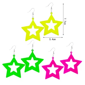 Neon acryl ster oorbellen 80s feest geometrische hangende oorbellen voor dames