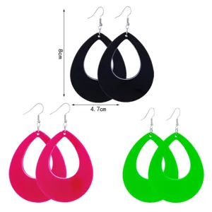 3 paar 80s neon druppel acryl oorringen set, kleurrijke geometrische hangende oorbellen.