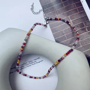 Bunte kristallperlen halskette im boho stil choker mode schmuck für sommer accessoires