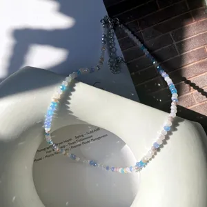 Farbenfrohe Glas Kristall Perlen Halskette trendige Mode Choker Sommer Schmuck Accessoire