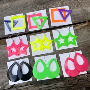 Acryl neon geometrische orenringen 80s feest vintage bungelende oorbellen voor dames