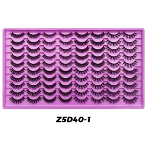 40 pairs false eyelashes set with purple tray natural thick volume eyelash extensions daily makeup