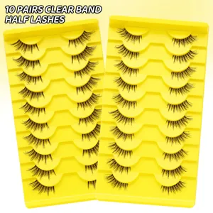 Natürliche Halbe Künstliche Wimpern Transparentes Band Handgemachte Synthetische Faser Wimpern Außenwinkelverlängerung Damen Make-up