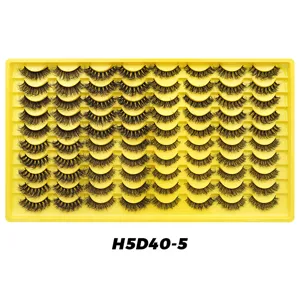 40 pairs false eyelashes natural thick dramatic volume yellow tray makeup eye beauty tools