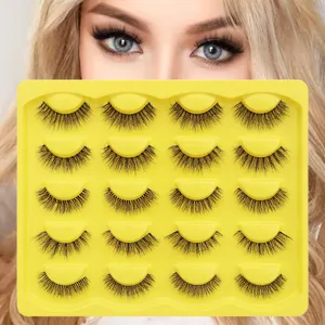 Natürliche Dicke Falsche Wimpern Messy Look Doppel Angelschnur Kunstfaser Augen Makeup Enhancer Für Damen Täglich Party