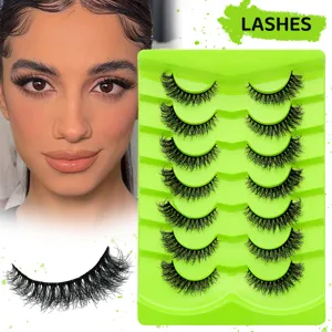 7 Paar Falsche Wimpern Cat Eye Fluffy Künstliche Wimpern Natur Look Make Up Set Tray