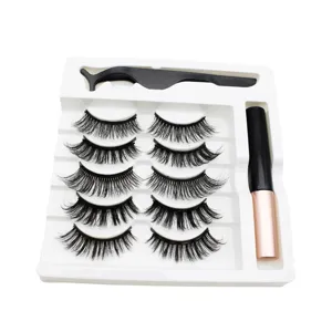 Magnetisches Wimpern Set Mit Flüssigem Eyeliner Und Pinzette Dichte Natürliche Falsche Wimpern Synthetikfaser Make Up Tools Damen