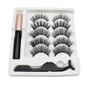 Magnetisches Wimpernset mit 5 Paaren künstlichen Wimpern, Eyeliner und Pinzette für Damen.