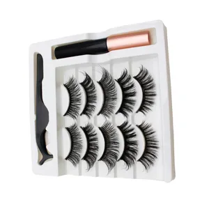 Magnetische Wimpern Set 5 Paar Künstliche Wimpern mit Eyeliner und Applikator Pinzette