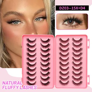 20 Paare künstliche Wimpern natürlich fluffig lang dick Volumen Wimpern in rosa Buch