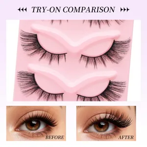 Faux cils style renard une pièce design recourbé ensemble de cinq paires pour les yeux.