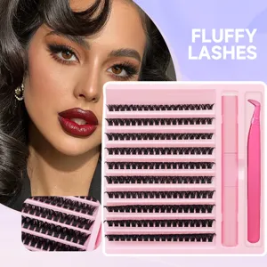 10-reihiges Wimpern-Set mit Pinzette und Klebestift für professionelle Make-up-Anwendungen.