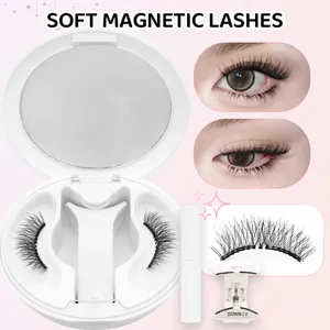 Soft magnetic lashes natural volume reusable false eyelashes with mirror case and applicator