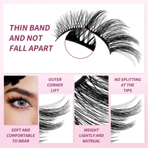 Fuchsstil künstliche Wimpern mit dünnem Band und natürlichem dichtem Schwung für Make-up.