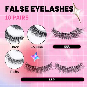 10 Paar künstliche Wimpern fluffig dick Volumen natürlicher Look Wimpernverlängerung Detail