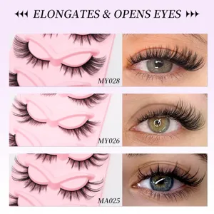 Jeu de faux cils d'une pièce style renard, design bouclé pour allonger et ouvrir les yeux.