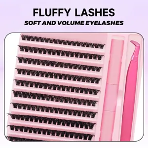 Hochwertiges flauschiges Wimpernset mit rosa Aufbewahrungsbox, Klebestift und Profi-Pinzette.