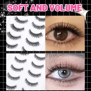 Flauschige natürliche Volumen künstliche Wimpern Großhandel, weiche geschwungene dicke Wimpern.