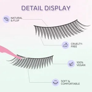Detailansicht leichter künstlicher Wimpern mit natürlichem flauschigem Design und Komfort.