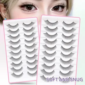 Natürliche falsche Wimpern 10 Paar Set leicht dünn weich Streifen Wimpern für Make-up Alltag