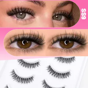 Künstliche Wimpern natur lang dicht volumen fluffig weich kreuz wiederverwendbar make-up