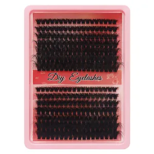 DIY cluster false eyelashes tray detail view pink plastic tray natural look makeup tool