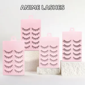 Anime Wimpern Set künstliche Wimpern rosa Verpackung natürliches Volumen leicht Set