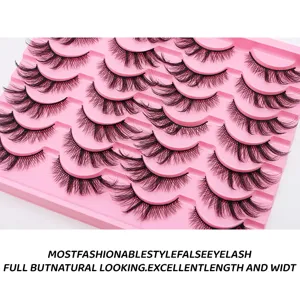 Künstliche Wimpern Set rosa Schale natürliche dicke geschwungene Fuchsstil Augen Make-up