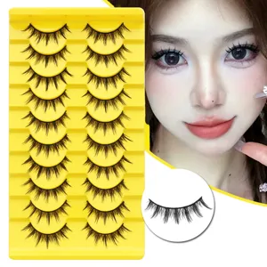 3D Kleiner Teufel Falsche Wimpern Natürlich Dicht Kunstfaser Wimpern Für Cosplay Täglich Nude Makeup Gelbes Tablett