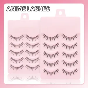 Anime Wimpern Cluster künstliche Wimpern rosa Kartenverpackung Make-up 10 Paar