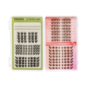 DIY Wimpernverlängerung Set Cluster Wimpern Buch schwarz und braun weiche natürliche Wimpern.