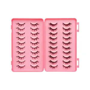20 Paar Dicke Natürliche Falsche Wimpern Set Synthetikfaser Wimpernbuch Mit Baumwollfaden Stiel Gekräuselt Make-up Wimpern