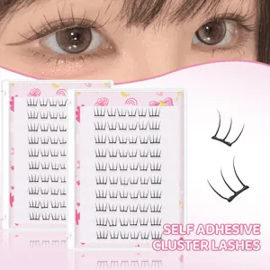 Detailansicht selbstklebender Cluster Wimpern, 10 Reihen einfaches DIY natürliches Make-up.