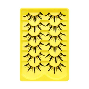 Synthetikfaser Falsche Wimpern Dick Dicht Natürlich Aussehende Wispy Wimpern Für Damen Makeup Schönheit Zubehör Gelbe Schale