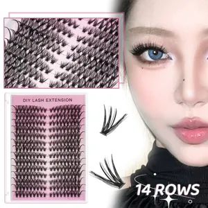 DIY segmentierte falsche Wimpern Schale 14 Reihen Büschel Wimpern Verlängerung Make-up