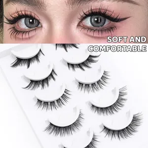 Vue détaillée de faux cils autocollants sans colle, ensemble de cils souples et confortables.