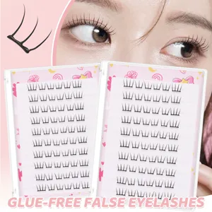 DIY Cluster künstliche Wimpern Nahaufnahme, klebstofffrei für einfaches natürliches Make-up.