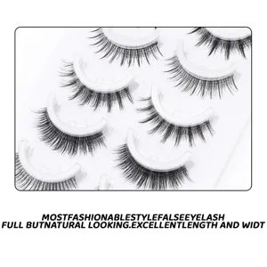 Faux cils adhésifs sans colle 5 paires cils en bande d'une seule pièce aspect naturel.