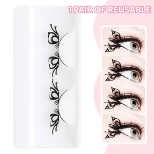 Set de pestañas postizas de mariposa reutilizables con diseño de una pieza para maquillaje de escena.