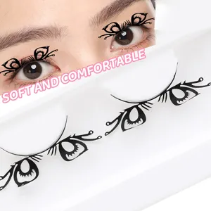 Pestañas postizas de mariposa de una pieza maquillaje de escenario negras huecas