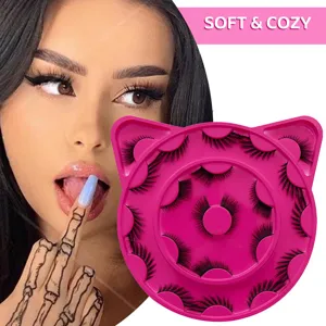 Cat ear false eyelashes set with multi-layer thick styles for charming eye makeup looks.