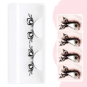 Pestañas postizas de mariposa creativas para maquillaje escénico, diseño hueco.