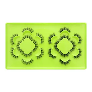 10 pares de pestañas postizas con bandeja de trébol verde volumen dramático maquillaje