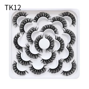 Natural Curling Synthetic Fiber False Eyelashes Thick Voluminous DD Curl Eyelashes Flower Tray Pack Everyday Eye Makeup For Women